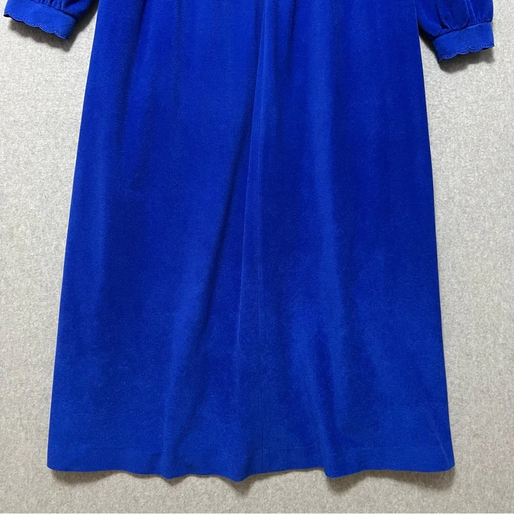 Vanity Fair Vintage Royal Blue Velour Robe House Dress Size Medium 1/2 Zip